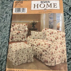 Simplicity sewing pattern for Easy Slip cover for sofa, chair, stool